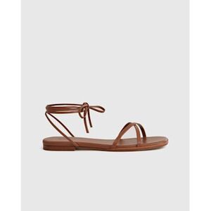 Quince Women 100% Leather Wrap Sandal Cognac Shoes 8